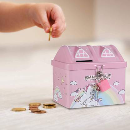 MANTICORE Cute Unicorn Printed Metal Money Saving Storage Coin Collection Box For kids Coin Bank
