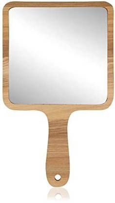Victor Enterprise 11.5" Square Mirror with Wooden Handle for makeup & grooming, Big