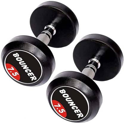 yash fitness Set Of 7.5KGX2 High Quality Rubber Professional Bouncer Dumbbells Fixed Weight Dumbbell