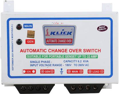 KLICK Automatic Change Over Switch, Auto Electric Circuit Disconnector for Easy Operation (32A, 240V) Indoor Plug-In Electronic Timer Switch