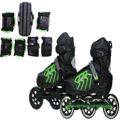 Hipkoo Sports Hypro Speed Aluminium Inline Skates (Large) 39-42 Euro With Protective Set 4 In 1 (6-8 UK) Skating Kit