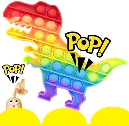 MADDYGROUP DINOSAUR POPIT FIDGET TOY|PUSH POP BUBBLE FIDGET SENSORY TOY|SILICON STRESS RELIEF TOY|GREAT FIDGET SENSORY TOY FOR KIDS|MULTICOLOR|(DINOSAUR)