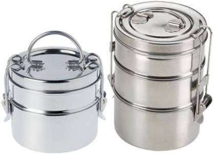 Ambit Clipper Stainless Steel Tiffin Box Set 2 lunch box 3 Containers Lunch Box 3 Containers Lunch Box