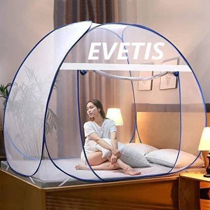 EVETIS Polyester Adults Washable DOUBLE BED PORTABLE MOSQUITO NET TENT ALSO SUITABLE FOR QUEEN SIZE / KING SIZE BED Mosquito Net