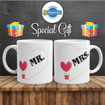 Yashukraft MR.& MRS. Ceramic Coffee 325ml Ceramic Coffee Mug