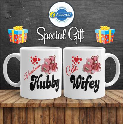 Yashukraft Hubby & Wifey. Ceramic Coffee 325ml Ceramic Coffee Mug