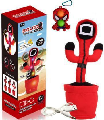 RS Toys Dancing Squid Game Toy Talking with Light|Dancing Cactus Plush Toy