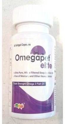 MYPETSOLUTION Omegapet Elite Triple Strenght Omega 3 Fish Oil Softgel Capsules 30Cap Pet Health Supplements