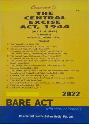 Central Excise Act, 1944 - BARE ACT Latest 2022 Edition Commercial