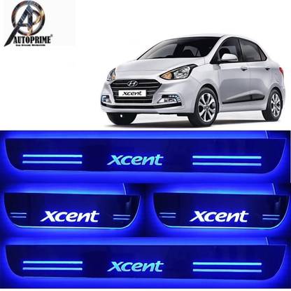 AP AUTOPRIME WATERPROOF Premium Glass Look Light Footer plate for XCENT High Quality With Mirror Finish Car Foot Step LED Sill Plate Set of 4 pcs Door Sill Plate Door Sill Plate