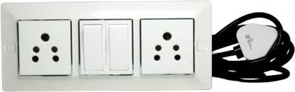 JELECTRICALS Modular Extension Board With 2 Branded Sockets and 2 Branded Switches With 3 Meter Long Wire 2  Socket Extension Boards