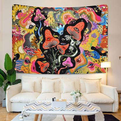 HASTHIP Mushroom Tapestry Psychedelic Eyes Tapestries Trippy Tapestry Colorful Flowers Tapestry Wall Hanging for Room(51.2 x 59.1 inches) Mushroom Tapestry Psychedelic Eyes Tapestry
