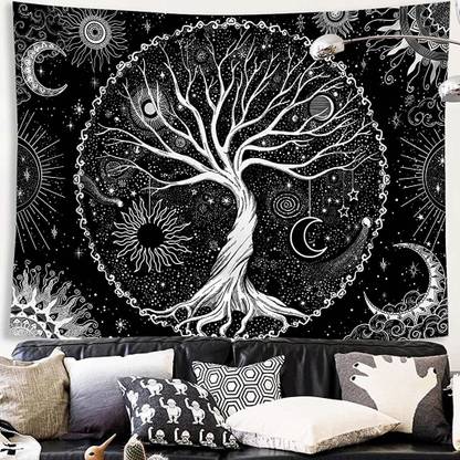 HASTHIP Tree of Life Tapestry Black and White Tapestry Galaxy Space Tapestry