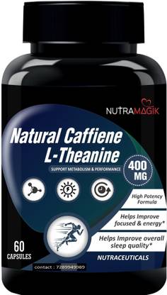 nutramagik Natural Caffeine Plus L-Theanine - Support Energy and Focus 400mg pack of 1
