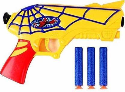 MYS Soft Gun Toys for Kids | Multi-Color Aviger Marbles Spiderman Gun with 3 Soft Bullets | Soft Dart for Kids | Gun Model- 8140A (Spiderman Toy Gun, Random Color)