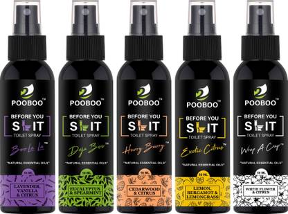 POOBOO BEFORE YOU SHIT Multifragrance Spray 5 Spary Set Of Combo Boo La La,Deja Boo,Hurry Burry,Exotic Citrus