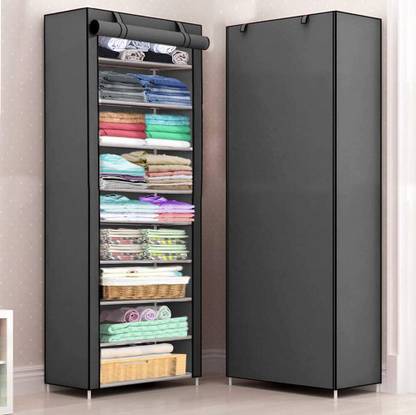 Seshekhu 1 Door 9 Shelf Fabric PP Carbon Steel Collapsible Wardrobe