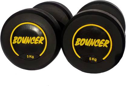 EXTREME FIT 5KGX2 High Quality Rubber Professional Bouncer Dumbbells (Yellow Bouncer) Fixed Weight Dumbbell