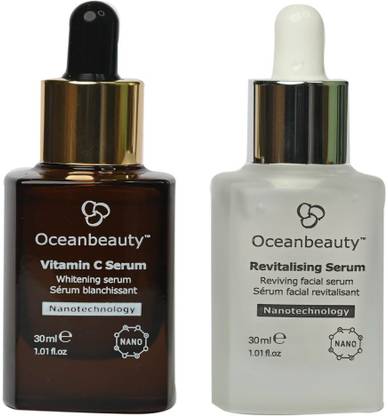 OCEAN BEAUTY Revitalising Face Serum and Vitamin C And E Face Serum For Antioxidant Facial Treatment, treats Fine Lines & Wrinkles for oily skin type (30 ml + 30 ml)