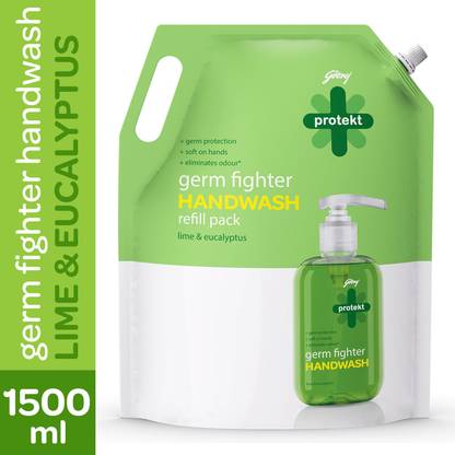 Godrej Protekt Germ Fighter Lime & Eucalyptus Hand Wash Refill Pouch