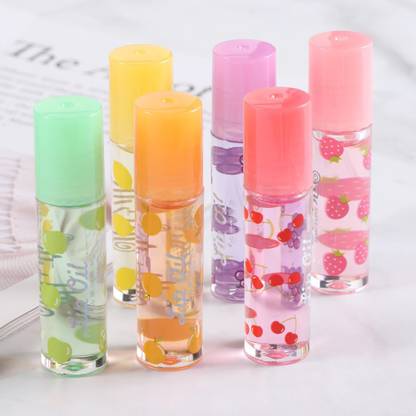 YAWI 6 Pcs Fruity Roll On Lip Gloss,Fruit Flavoured Lip Gloss Transparent FRUIT