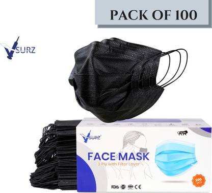 V SURZ PREMIUM BLACK 3PLY MASK BSRCARE 3 Ply Protective Face Mask, BFE >95% & PFE >90%,ISI,BIS,CE & ISO 9001:2015 Certified, Tested by SITRA, Complies to ISI Level 2 & EN14683 Type IIR, Premium Mask For Men and Women (UNISEX) 3 Ply Surgical Disposable Face Mask With Thick Melt Blown (SMMS) Filter, Anti-Pollution, Anti-Virus, Anti-Bacteria Mask with Nose Clip, Comfortable ULTRASONIC STICHED Earloops, and Skin Friendly, BSPFM Water Resistant Surgical Mask With Melt Blown Fabric Layer (BlACK, Free Size, , 3 Ply) Surgical Mask With Melt Blown Fabric Layer (BlACK, Free Size, , 3 Ply) Water Resistant Surgical Mask With Melt Blown Fabric Layer Surgical Mask With Melt Blown Fabric Layer Surgical Mask With Melt Blown Fabric Layer Water Resistant Surgical Mask With Melt Blown Fabric Layer