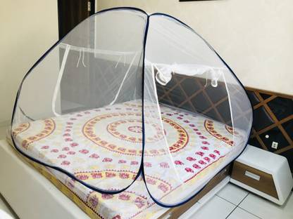 Nazar Polyester Adults Washable DOUBLE BED KING SIDE MOSQUITO NET FOLDEBLE TENT Mosquito Net