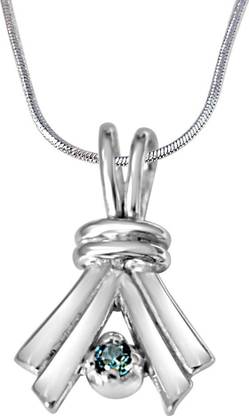 Surat Diamond Make A Promise Trendy Blue Topaz & 925 Sterling Silver Pendant with 18 IN Chain (SDP387) Rhodium Topaz Sterling Silver Pendant