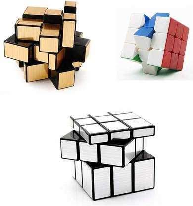 Trade Globe Super Cube Brain Teaser Puzzle Game (Silver Golden Mirror & Speed Cube)