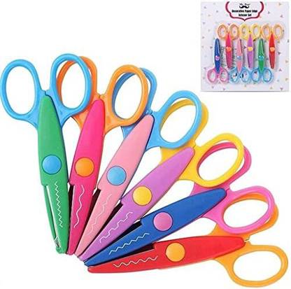 Chahbeli 6 Shapes Creative Cut Paper Edging Scissors Set | Trendy Craft/Paper Scissors Pack of 6 Scissors