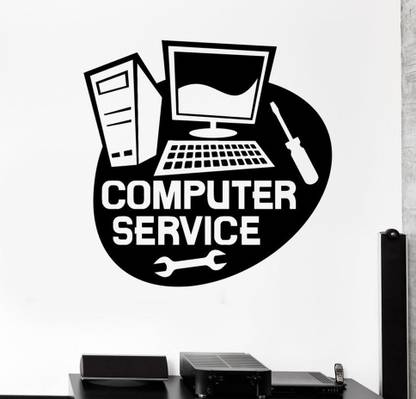 LYOMAN 59 cm Computer Service Logo Decorative Wall Sticker Decal Non-Reusable Sticker