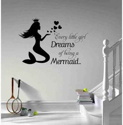 LYOMAN 59 cm Little Girl Dream Mermaid Wall Sticker for Home Non-Reusable Sticker