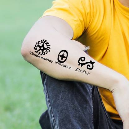 komstec Black Symbols Temporary Tattoo Stickers For Male And Female Fake Tattoo
