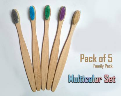 RE3DEFINE BAMBOO TOOTHBRUSH MULTICOLOR (PACK OF 5) Soft Toothbrush