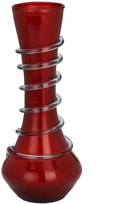 AkGlass Red Flower Pot | Sipar Design Glass Pot | Decorative Glass Flower Pot Glass Vase