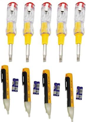 Gadariya King 4 pcs C 90V-1000V Voltage Tester Detector Pencil Multifunction Test Pen with LED with 5 pcs 2IN1 line tester Pack Of 9 Digital Voltage Tester