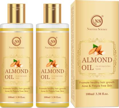 Nuerma Science Almond Oil (Badam ka Tail) enriched with 10X Vitamin E Oil (Pack of 2, 100 ML Each)