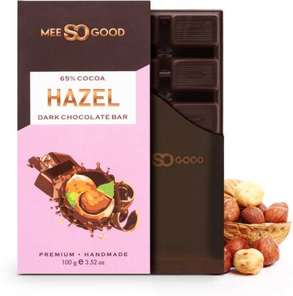 MeeSoGood Hazelnut Dark Chocolate Bar with 65% Cocoa -Zero Chemical - Premium Quality - Instant Melts in Mouth, 100 gm Bars