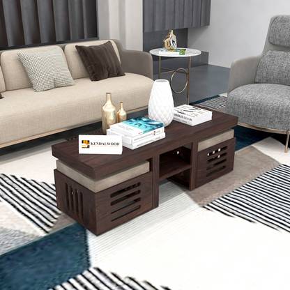 Kendalwood Furniture Wooden Center Table Tea For Living Room With 2 Stool Solid Wood Coffee In India Stool Solid Wood Coffee Table, Coffee Table Vs Tea