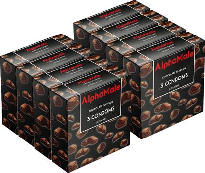 AlphaMale Chocolate Flavoured Extra-Time SlimFit 3 in 1 Dotted Condom