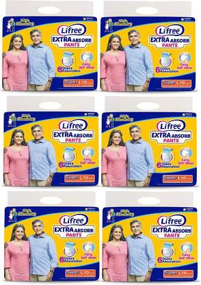 LIFREE Adult Pant Style Diapers L10 Large Size ( L10 Pack of 6 ) Adult Diapers - L