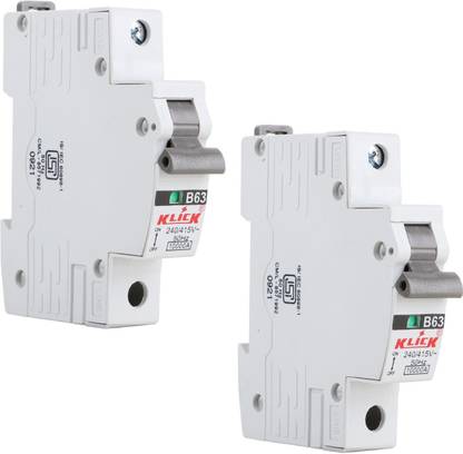 KLICK Classic MCB, SP Miniature Circuit Breaker, Single Pole Switch Disconnector (32A, White, Pack Of 2) C-63A-302-47 MCB
