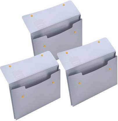 Deli Document Bag Office Paper Holder Certificate Case W5576 Document Case Snap Button Closure Folder for A4 Size Documents Pact of 3