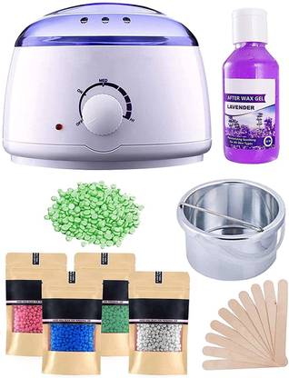 JINPRI Warmer Hot Wax Heater With Hair Removal Wax Beans (100gm) and Wooden Spatula, After Wax Gel For Hair Removal Waxing Kit For Women Wax