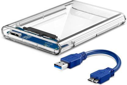 Mebako 2.5'' External Hard Drive Enclosure USB 3.0 to SATA III Tool-Free Clear HDD Case 2.5 inch Shock Resistant for 2.5 inch 7mm 9.5mm SATA HDD SSD.(Transparent)(ENC-0067)
