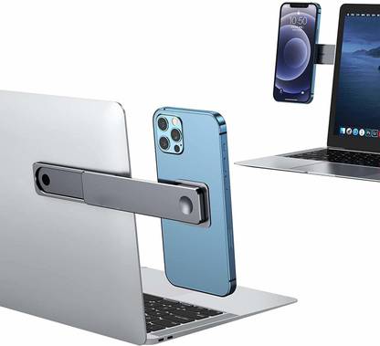 SYSTENE 2- in -1 Laptop Side Mount Clip Magnetic Cell Phone Holder Stand, Laptop Stand Computer Monitor Expansion Bracket, Slim Portable Phone Stand. Improve Office Efficiency (Silver) Polyester Wall Stand Rotatable Laptop Stand with Adjustable Height Compatible with Universal Laptops