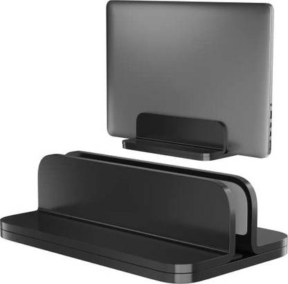 ELV DIRECT Vertical Laptop Stand Holder,Desktop Aluminum Lapdesk Laptop Stand with Adjustable Dock Size, Fits All Laptops (Up to 17.3 inches) Aluminium Desk Stand Laptop Stand Compatible with Universal Laptops