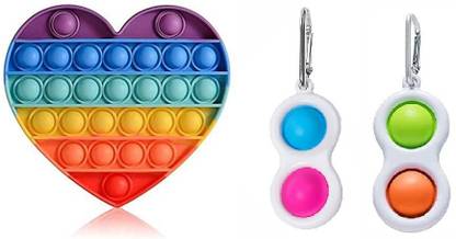 Aganta Push Pop It Push Bubble Toy Fidget Toys For Kids Popet Toys Pop Up Toys Great Toy For Children Heaqrt Popits Girls Popitst For Girls Popit For Boys [ Heart Rainbow + 2 Simple Dimple Keychain]