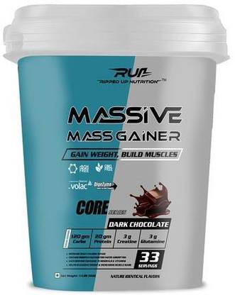 Ripped Up Nutrition MASSIVE MASS GAINER - DARK CHOCOLATE 5 KG (11 Lbs) Whey Protein