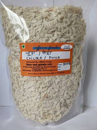 Affirm Foods Best Quality Chura /Poha 500g Pack of 1 Puffed Rice (Medium Grain, Raw)